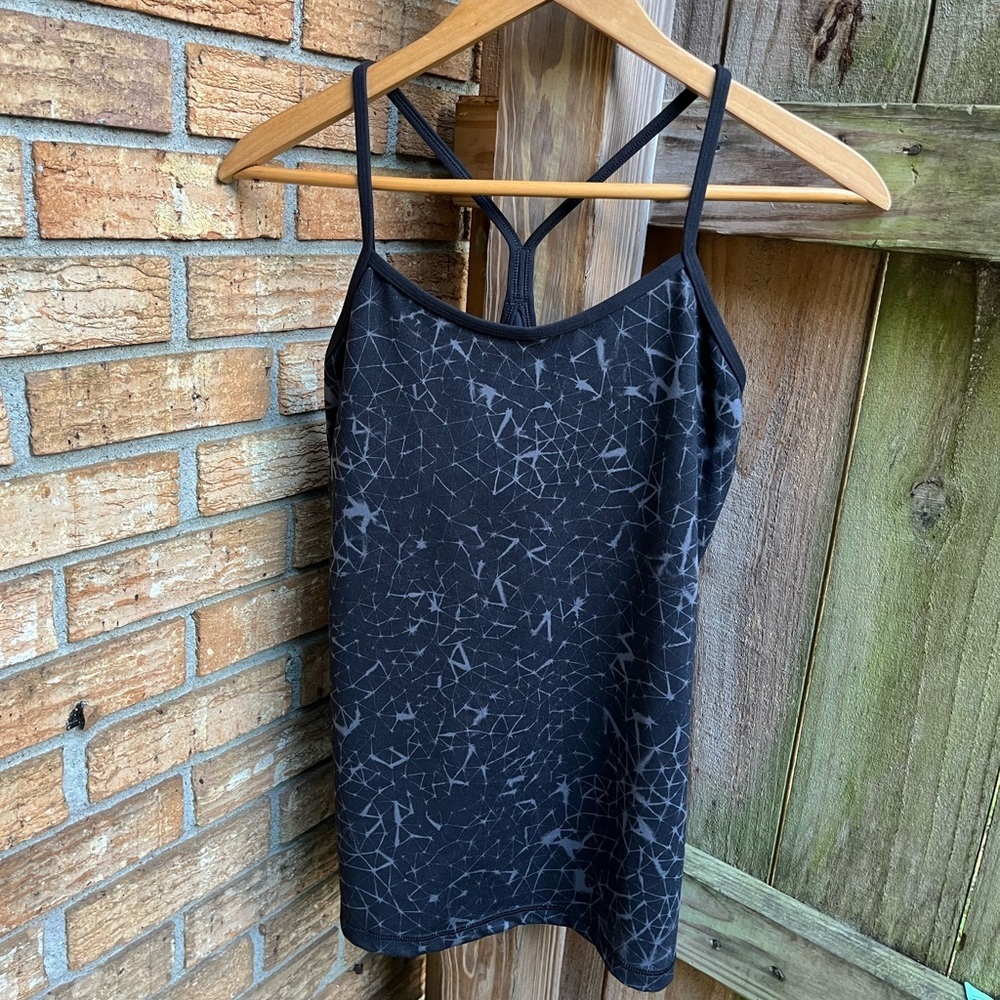 Lululemon Athletica Power Y Black Geometric Tank Top
